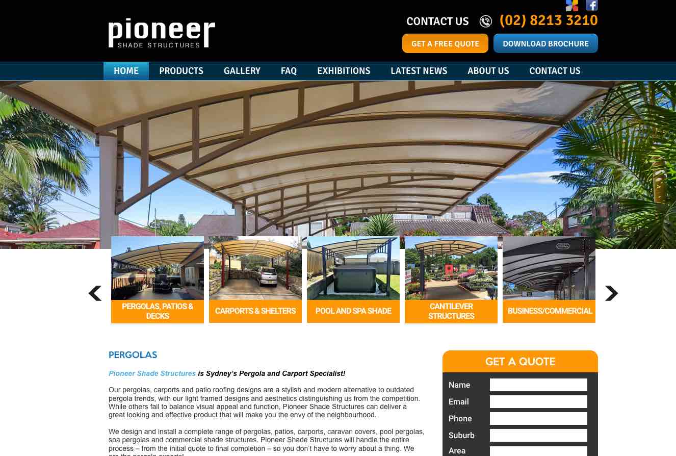pioneer shade structures seo rankings