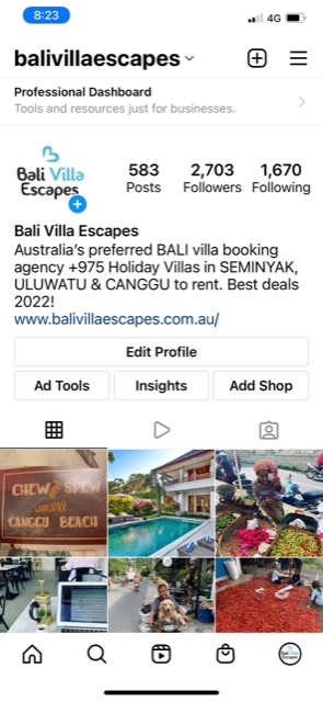 bali villa escapes instagram