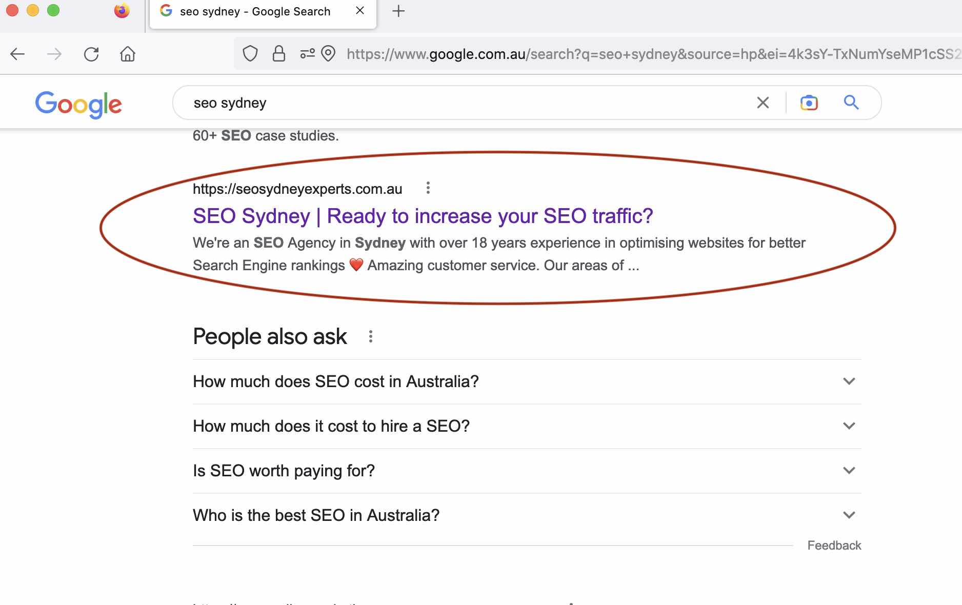 SEO Sydney Experts Organic Google ranking